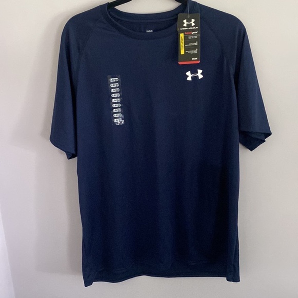 NWT Under Armour Heat Gear Navy Tee (Size Large)